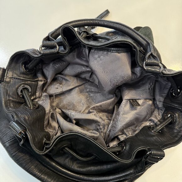 Vince Camuto Black Leather Shoulder Bag Purse with Flowers Leather+Jaquard - Picture 11 of 11